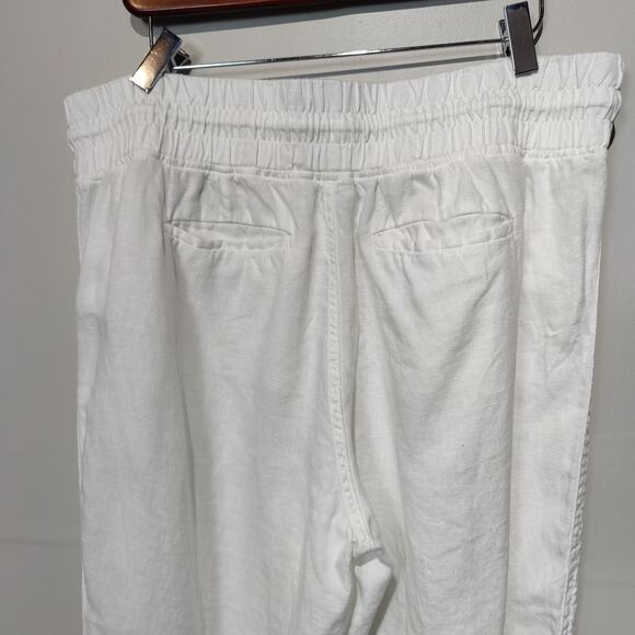 Athleta Women's Sz 14 Tall White Linen Jogger Pants Pull on Elastic Waist - Picture 6 of 7